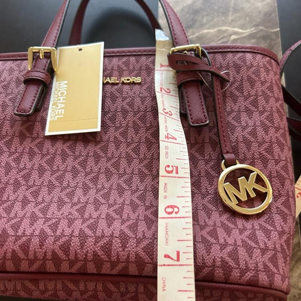Michael Kors Red Tote with MK Logo and Leather Handles - Picture 10 of 12